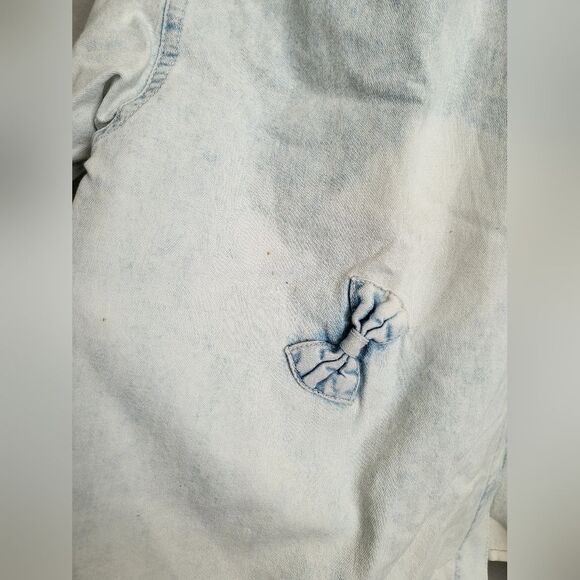 Vintage Jordache Light Acid Wash Denim 3D Bow Button Down Top Sz L - Picture 4 of 11